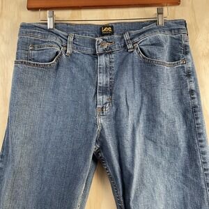 Lee Regular Fit Jeans Mens Medium Wash Blue Denim Straight Zip Fly Fits 34x34